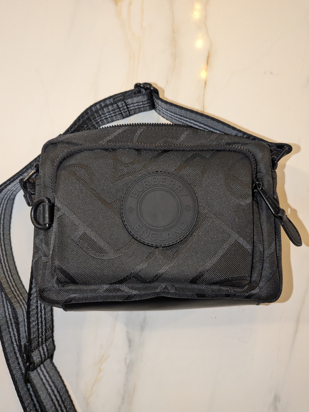 🇬🇧 Burberry 🇬🇧 Black Nylon Monogram Crossbody Bag - Authentic